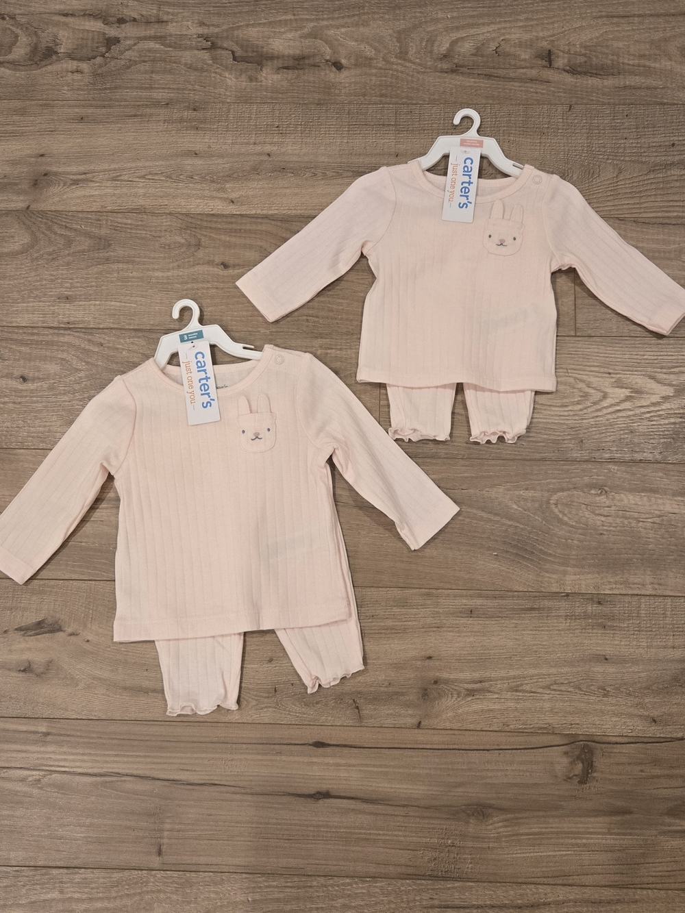 NEW Carter’s 2pc Bunny Pocket Ribbed Set - Pink Multi Sizes (NB & 3M) - Picture 2 of 12